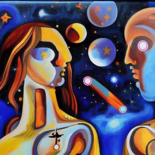 AI planeten schilderij